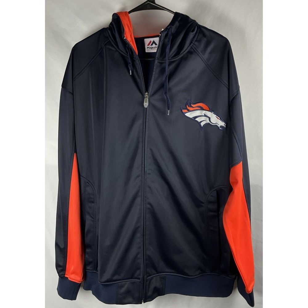Denver Broncos Majestic 2XL‎ Full Zip Hoodie Jacket Embroidered Logo NFL
